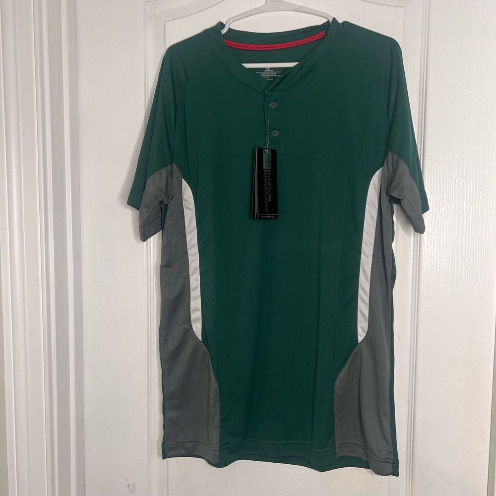 Mizuno Mens Performance T-Shirt Jersey Green Short Sleeve Size‎ Medium NWT